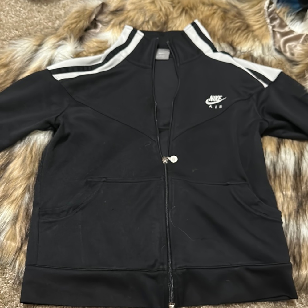 Nike Air Jacket Boys Medium(8-10) Black Track Zip Up Long Sleeves Collared